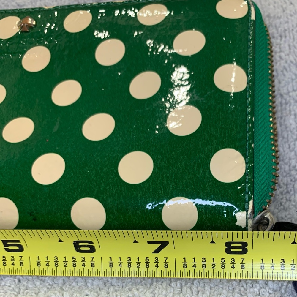 Kate Spade Lacey Zip Green and Cream Polka Dot Wallet - Picture 5 of 13